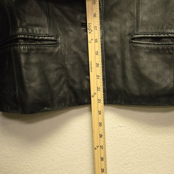 Vintage Wilsons Leather Black Cropped Blazer Jacket Soft Tailored M - Picture 13 of 16